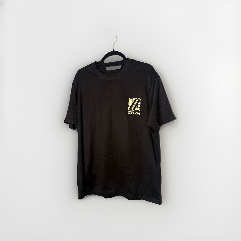 ZEGNA Men's Pure Cotton Crewneck T-Shirt in Solid Black Size XL